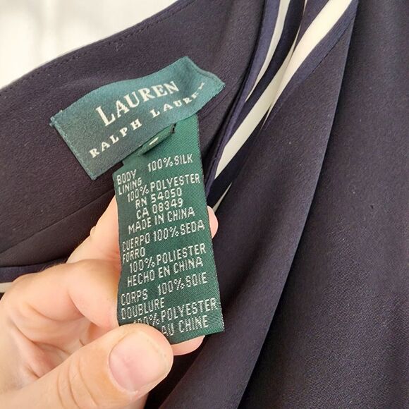 VTG Lauren Ralph Lauren Classic 100% Silk One Shoulder Maxi Dress Sz 8 Old Money - Picture 5 of 9